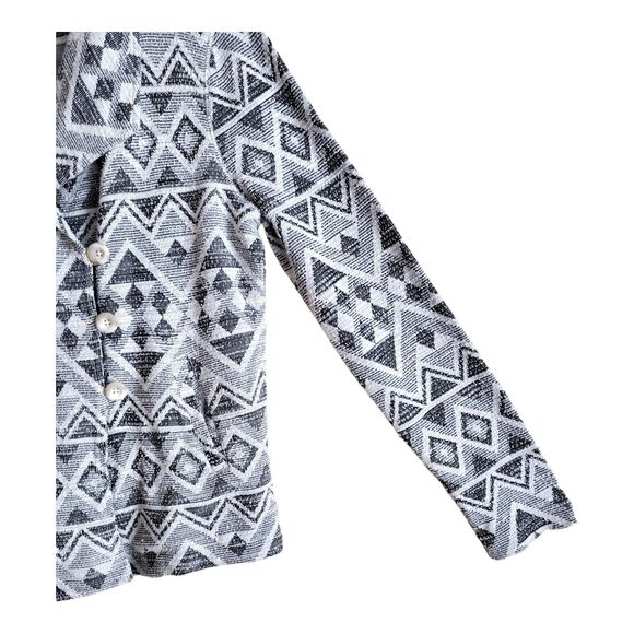 LUCKY BRAND Women's L Jacket Blazer Knit Button Up Black White Collared Bust 38" - Picture 5 of 7